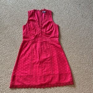 French connection deep pink sleeveless eyelet dress sz 6 worn once!